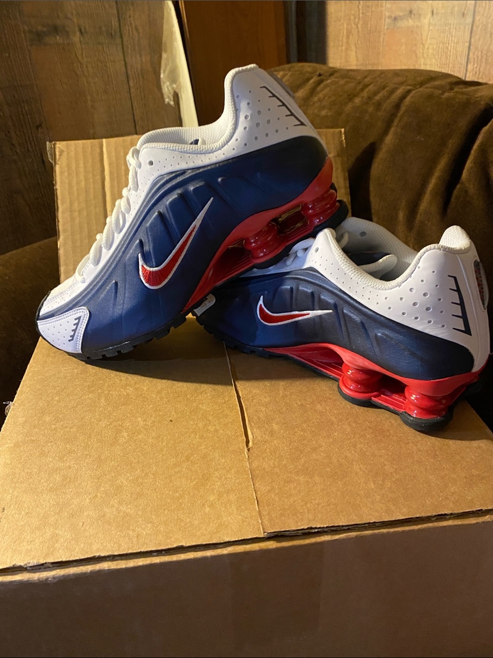 Nike Kids Shox Sneakers - White / Navy / Red